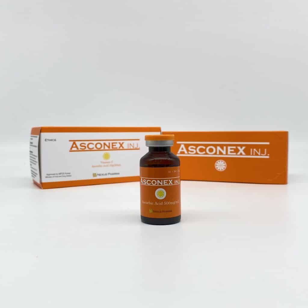 Two Asconex INJ. boxes and an ampoule